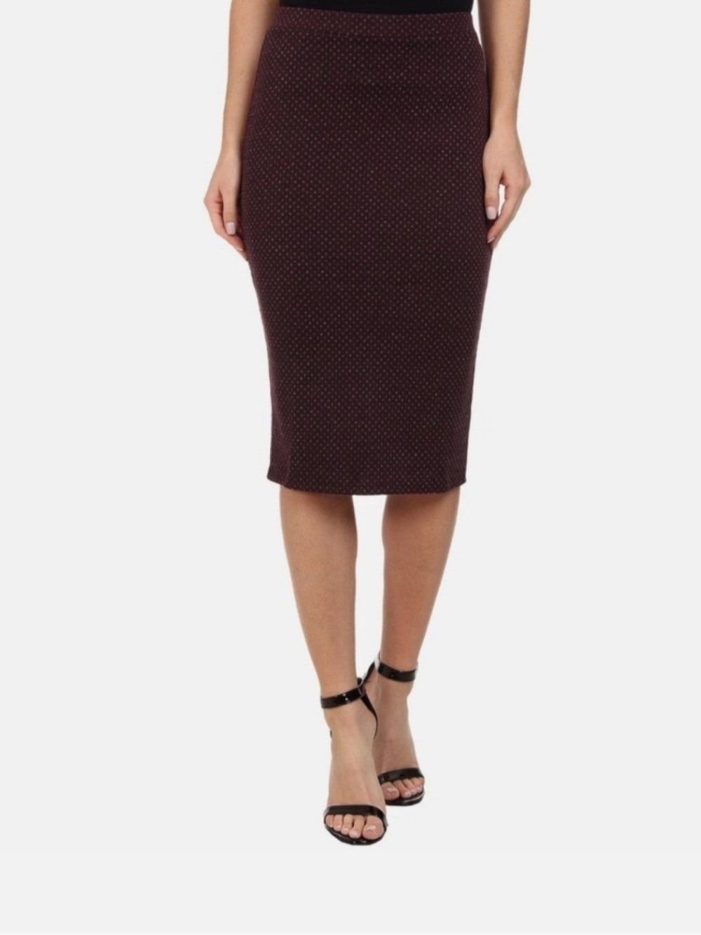 Free People Ludlow Polka Dot Pencil Skirt Maroon Size XS